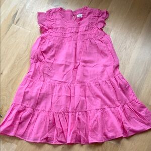 Pink ruffled Tiered Smocked Dress.